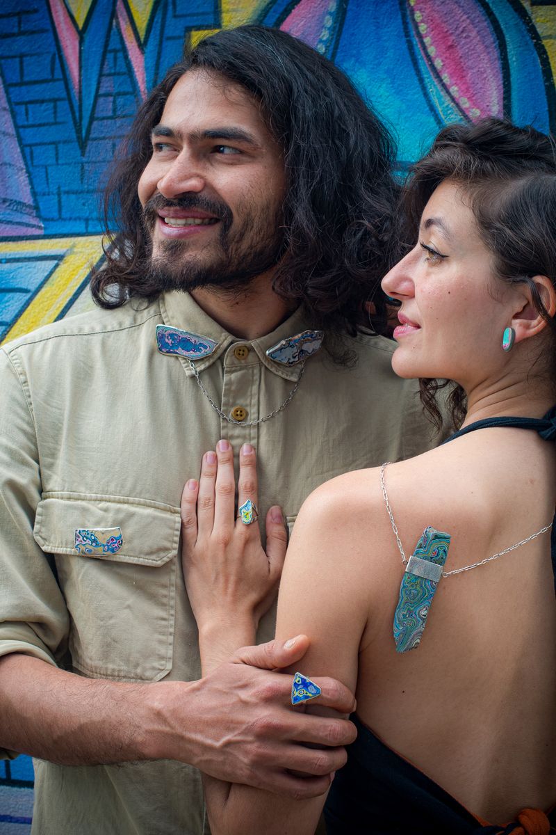 Couple wearing Urban Fragments jewellery